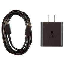 Samsung duo power adapter with USB-C cables and black wall charger