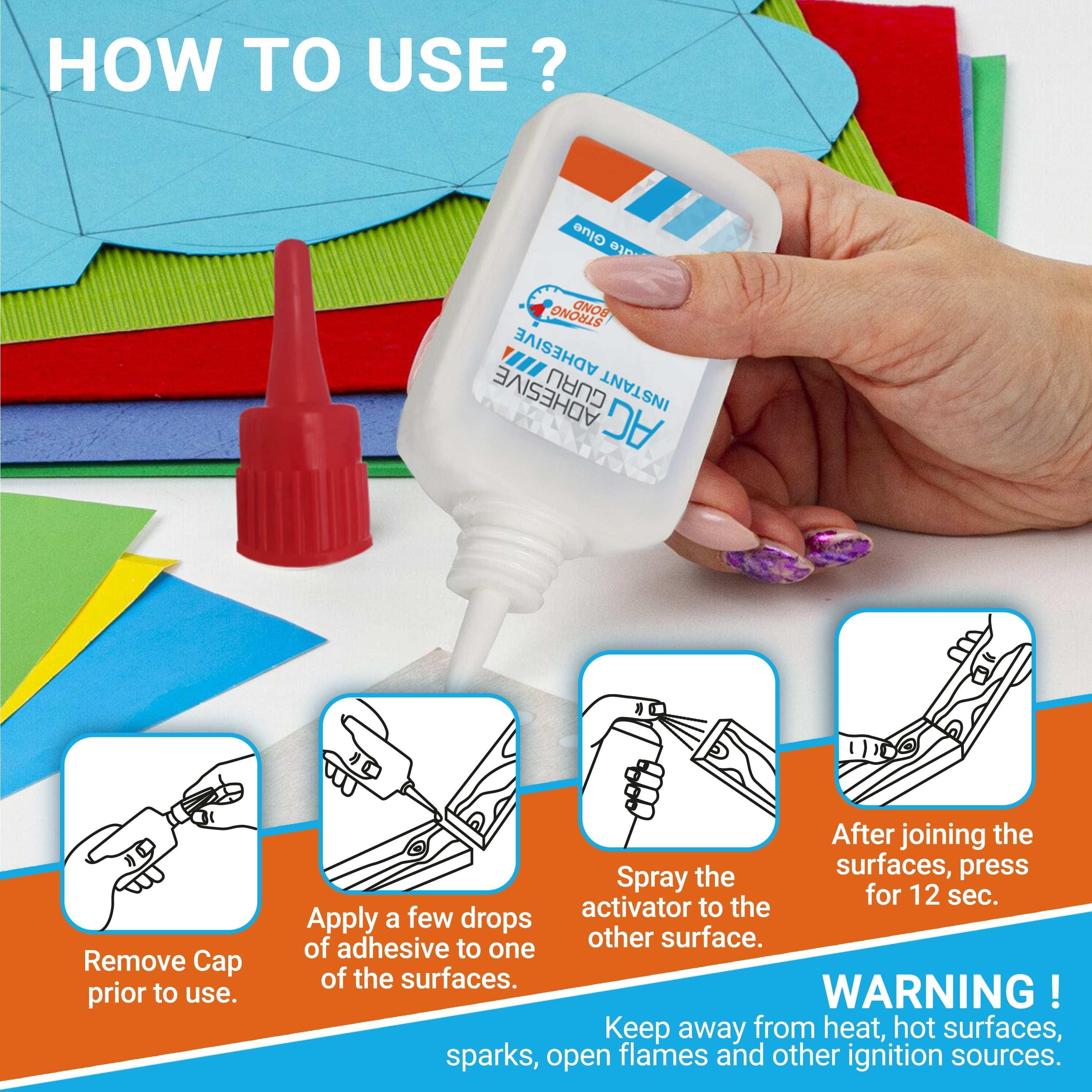 Adhesive Guru -Premium Cyanoacrylate Super Glue (1.7 oz - 6.76 fl oz) for Woodworking, Plastic, Metal, Leather, DIY, Ceramic & Craft | Instant Bond