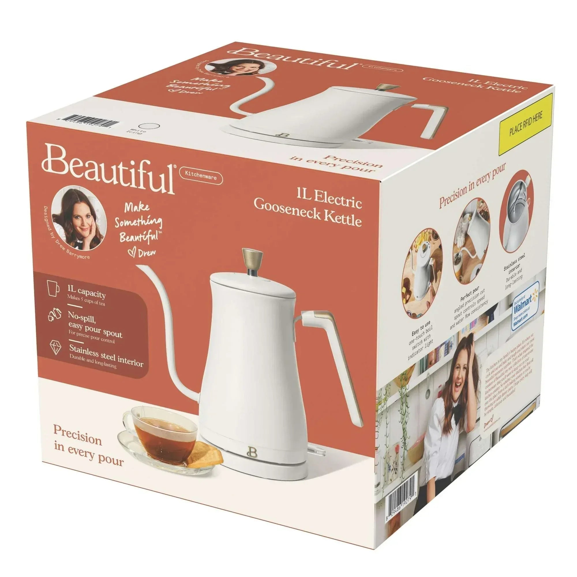 Beautiful 1-Liter Electric Gooseneck Kettle 1200 W, by Drew Barrymore