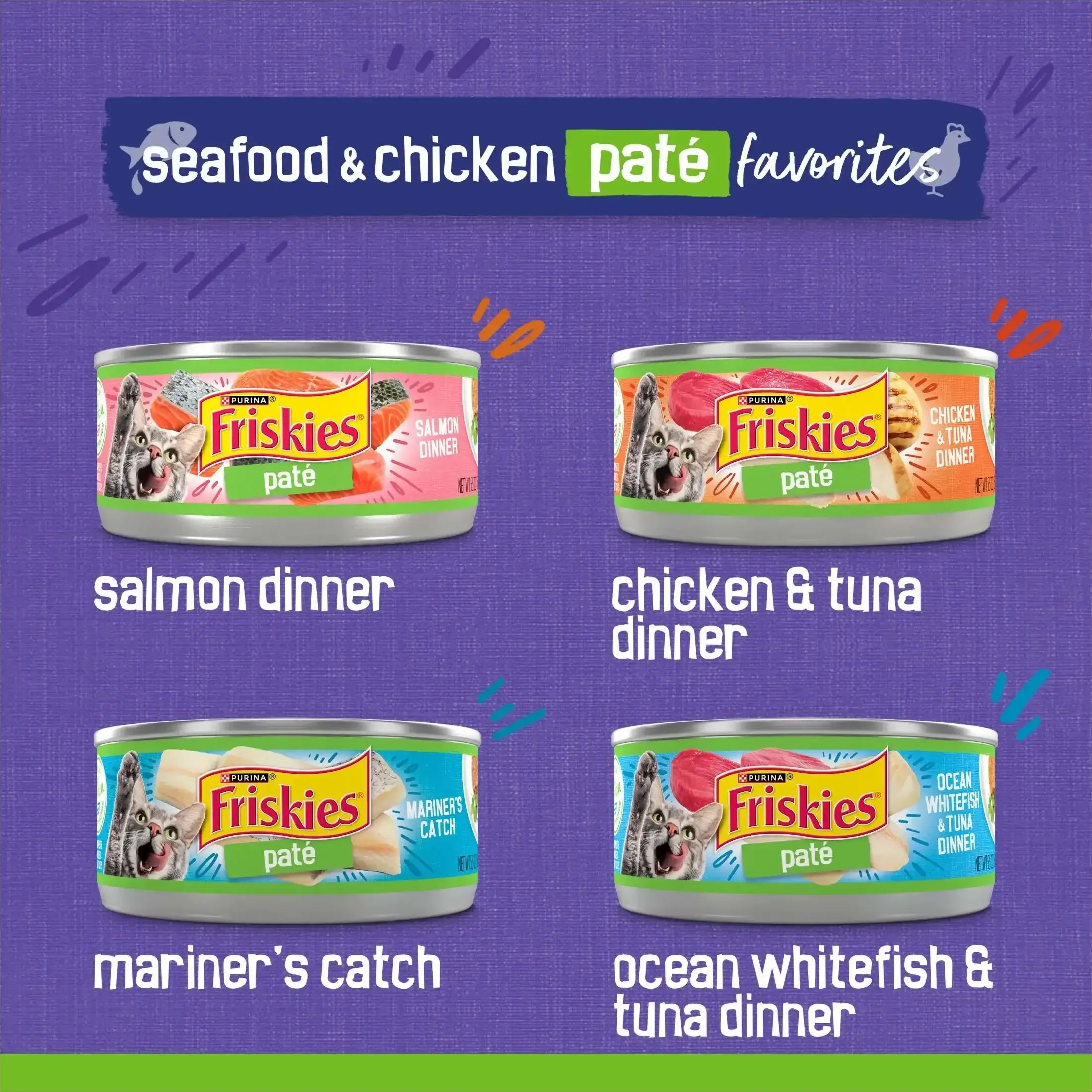Purina Friskies Pate, Soft Seafood and Chicken Variety Pack, Wet Cat Food, 5.5 oz Cans - USA MEGA SHOP