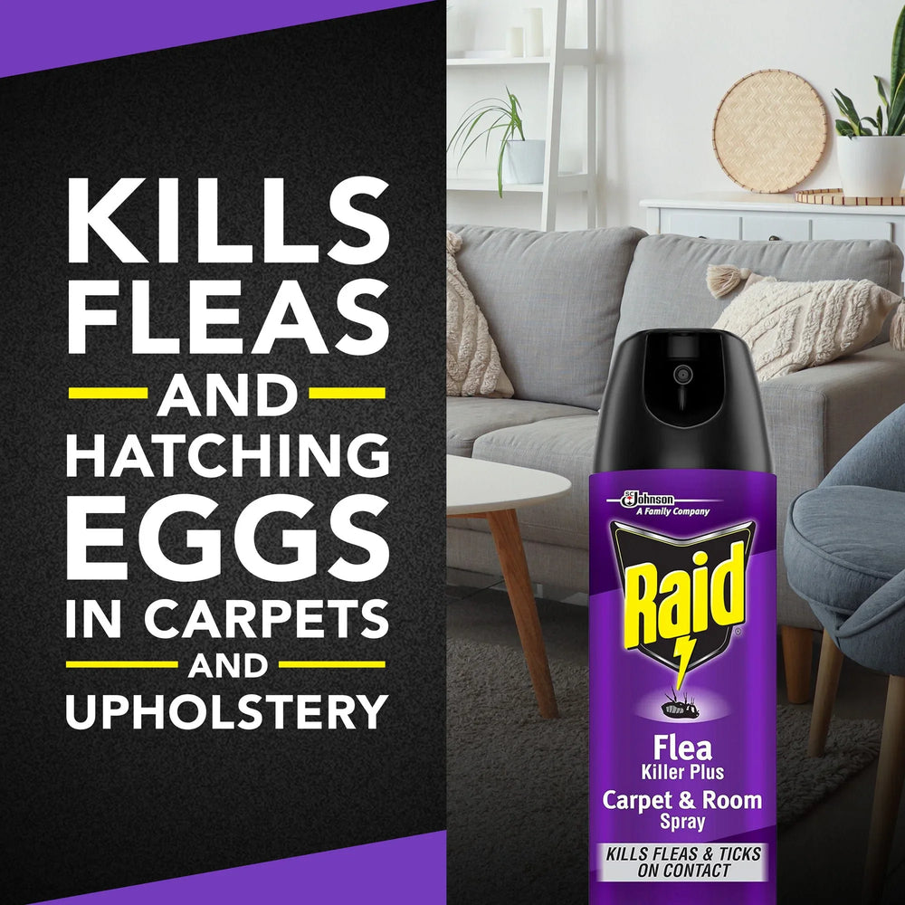 Raid Flea Killer Plus Carpet & Room Spray, Bug Spray Kills Fleas & Flea Eggs, 16 oz - USA MEGA SHOP