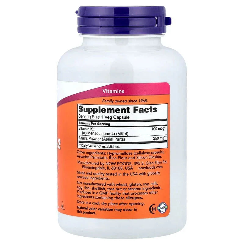 NOW Foods, Vitamin K-2, 100 mcg - USA MEGA SHOP