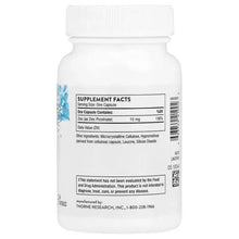 Thorne zinc picolinate 15 mg supplement facts label on bottle back