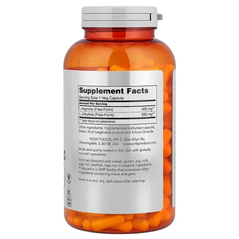 NOW Foods, Sports, Arginine & Citrulline, Veg Capsules