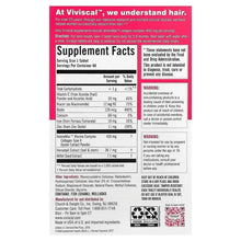 Hair growth supplement Supplement Facts panel with ingredients and warnings