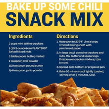 PLANTERS snack mix label with ingredients and directions text