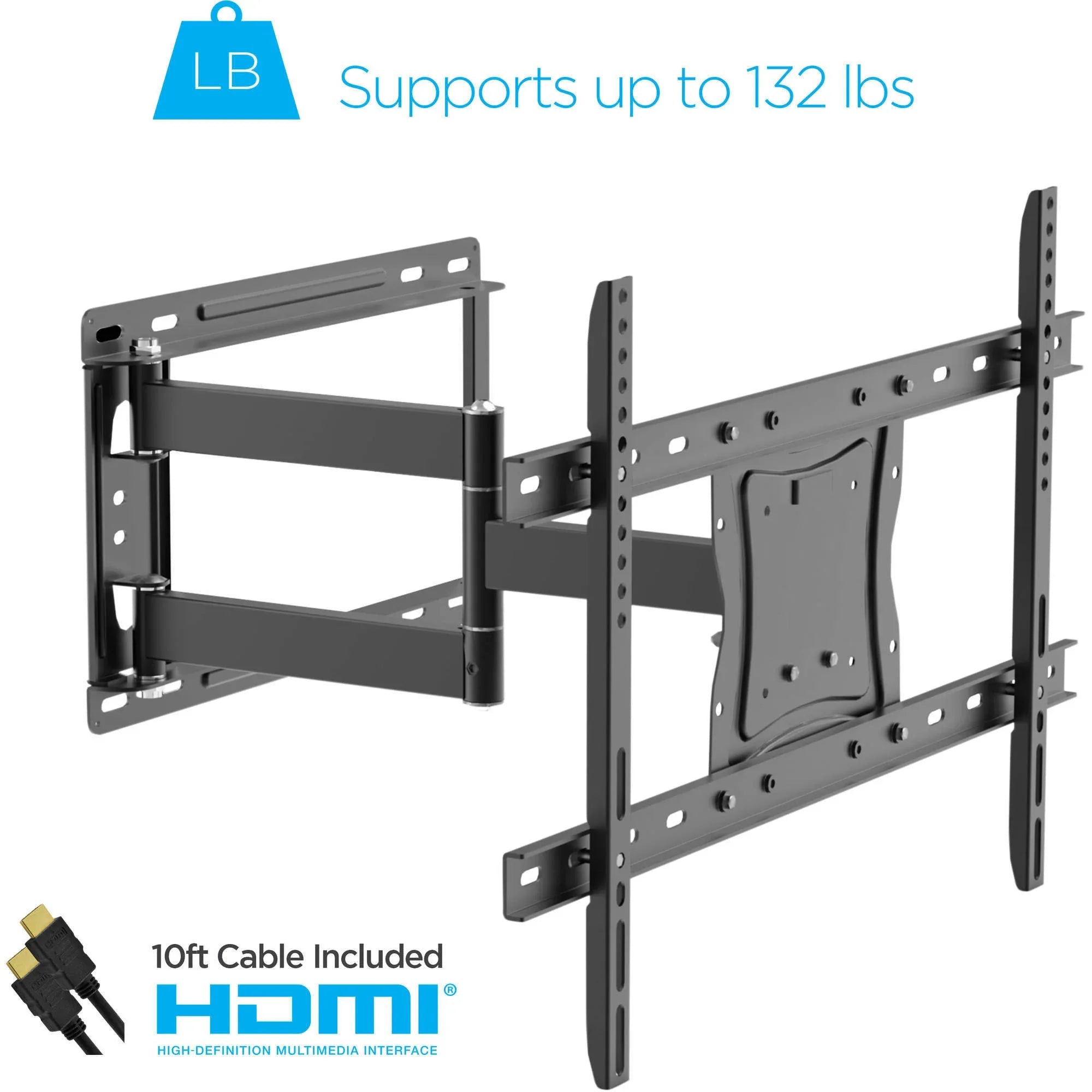 DuraPro Full-Motion Articulating, Tilt/Swivel, Universal Wall Mount Kit for 19" to 84" TVs + Bonus HDMI Cable (DRP800FN)