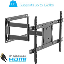 Full-motion TV wall mount kit, black adjustable frame with VESA mounting plate
