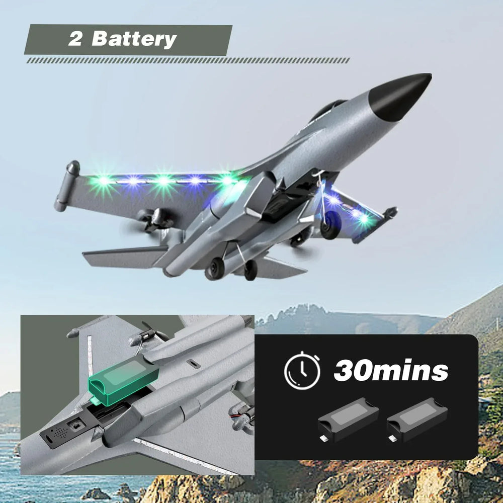 4DRC G1 RC Plane with 2 Take-off Modes, 2 Batteries and Light, 2.4GHz 4 Channel 6 Axis Gyro Stabilizer RTF Glider Remote Control Aircraft Planes Jet Fighter Toys Gift for Boys Kids Adults Beginners - USA MEGA SHOP