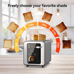 WHALL 2 Slice Toaster, Touchscreen Toasters with Stainless Steel, Wide Slots, Bagel, Defrost, 850W - USA MEGA SHOP