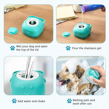 Blue and teal pet grooming brush kit with circular base and removable top lid