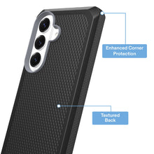 Dual-layer magnetic phone case, black textured back with reinforced corner protection