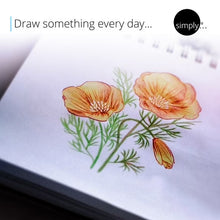 Sketching pencils set floral drawing on light paper with colored pencil strokes