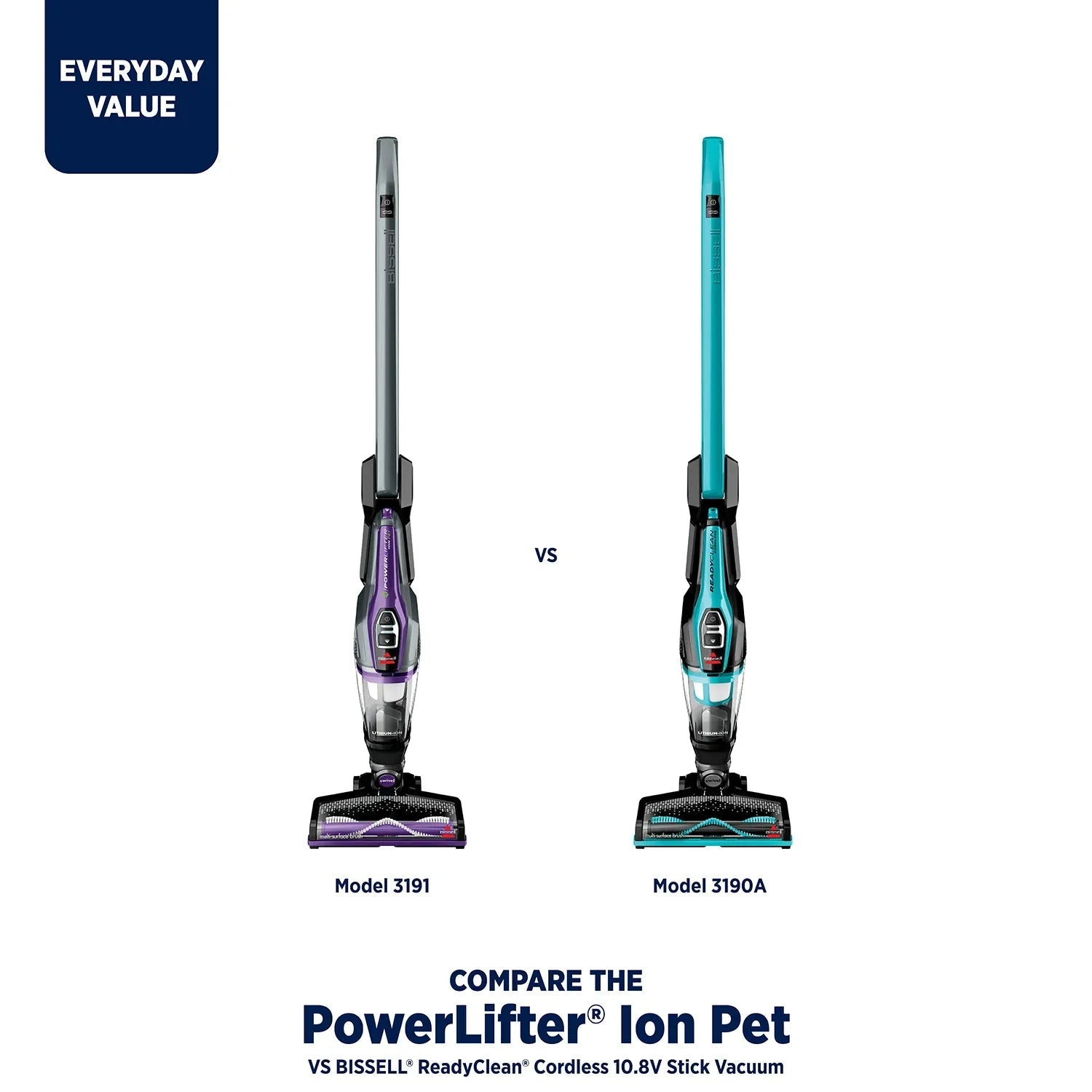 BISSELL PowerLifter Ion Pet Cordless Stick Vacuum, Carpet, Area Rugs, Hard Floor, Upholstery, 2 Way Fold Handle, Freestanding, Removeable Hand Vac, 3191, Purple