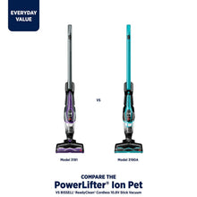 Cordless stick vacuum comparison graphic: Model 3191 vs Model 3190