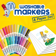 Mini washable markers with colorful tips and paper set with small drawings