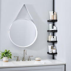 Bath Bliss 4 Shelf Tension Plastic Corner Shower Organizer Caddy in Matte Black