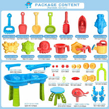 Kids dinosaur sand and water table package contents with parts and accessories shown