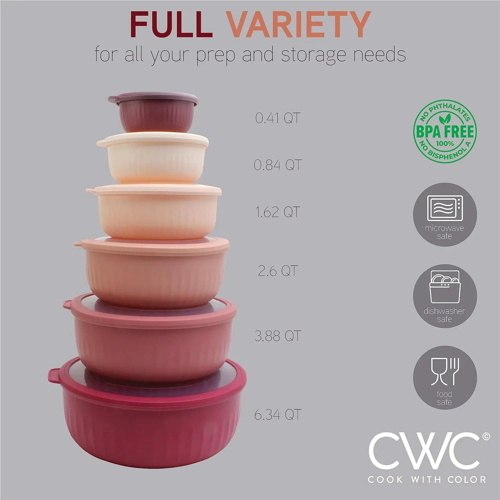 COOK WITH COLOR Meal Prep Containers Wide Mixing Bowls Food Storage Containers with Lid - USA MEGA SHOP