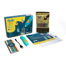 3D pen starter kit with box, refill tubes, and gridded doodle pad
