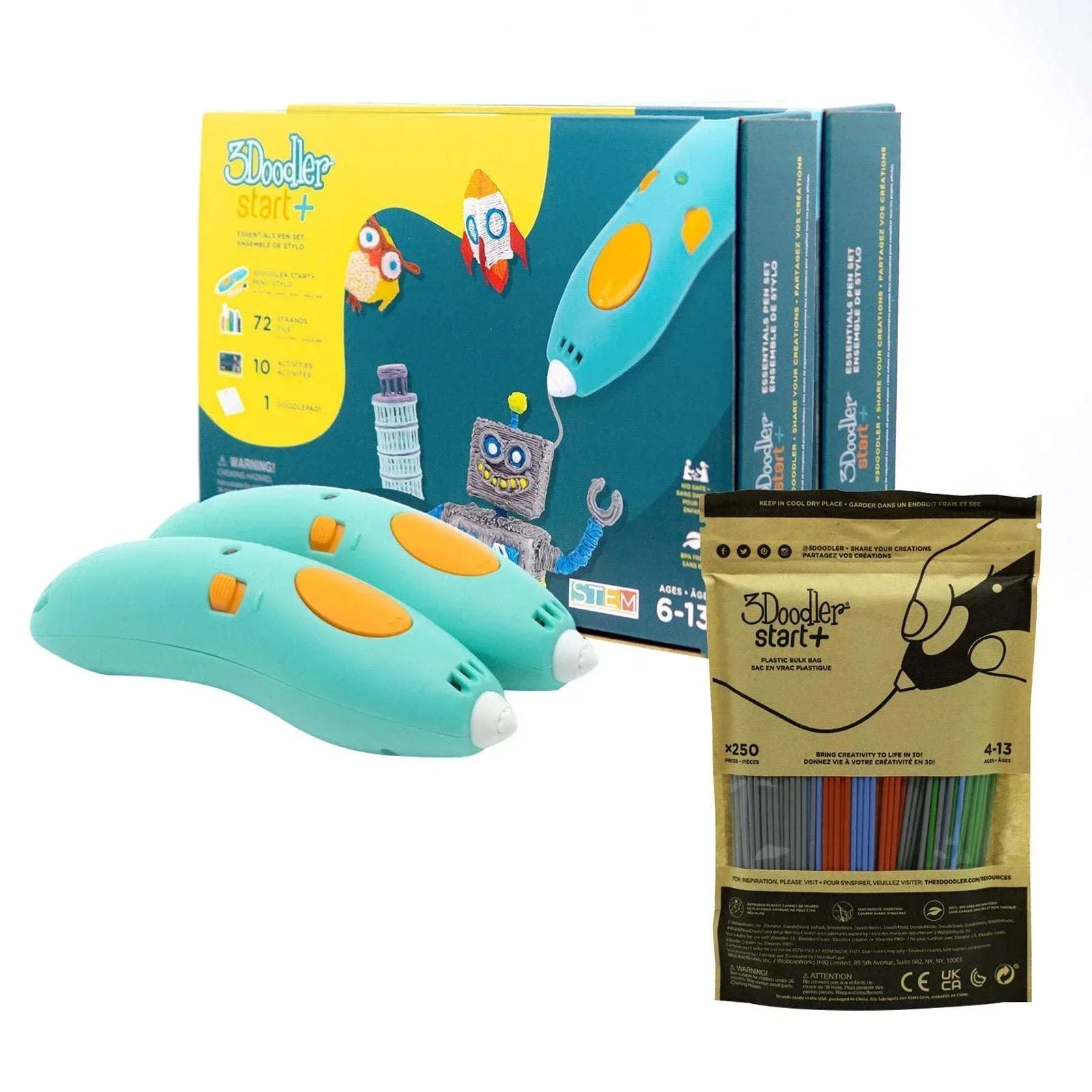 3Doodler Start+ 3D Pen Twin Pack Bundle w/Bonus Refill & Doodlepad