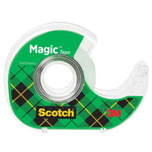Green Scotch 3M Magic Tape roll on clear plastic dispenser