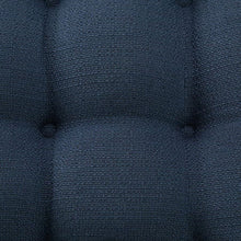 Blue tufted chair seat pad fabric texture and stitched square panels