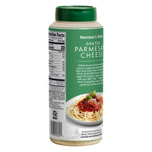 Grated parmesan cheese container back label with nutrition info