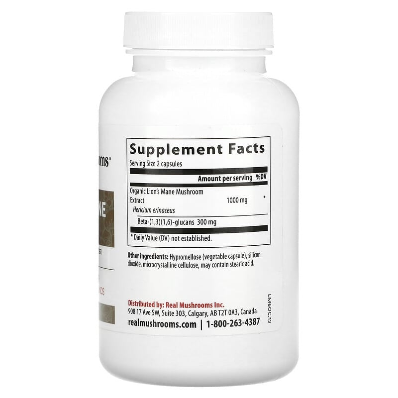 Real Mushrooms, Lion's Mane, Mushroom Extract Powder, Capsules