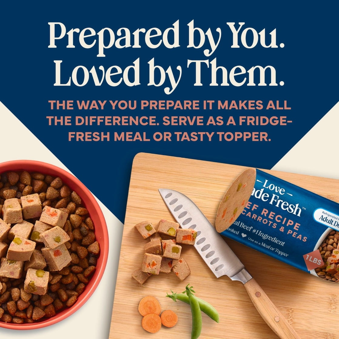 Blue Buffalo Love Made Fresh Dog Food, Refrigerated, Beef Recipe, 1-lb Roll