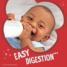 Baby drinking from bottle, 0+ months organic dairy infant formula promotion