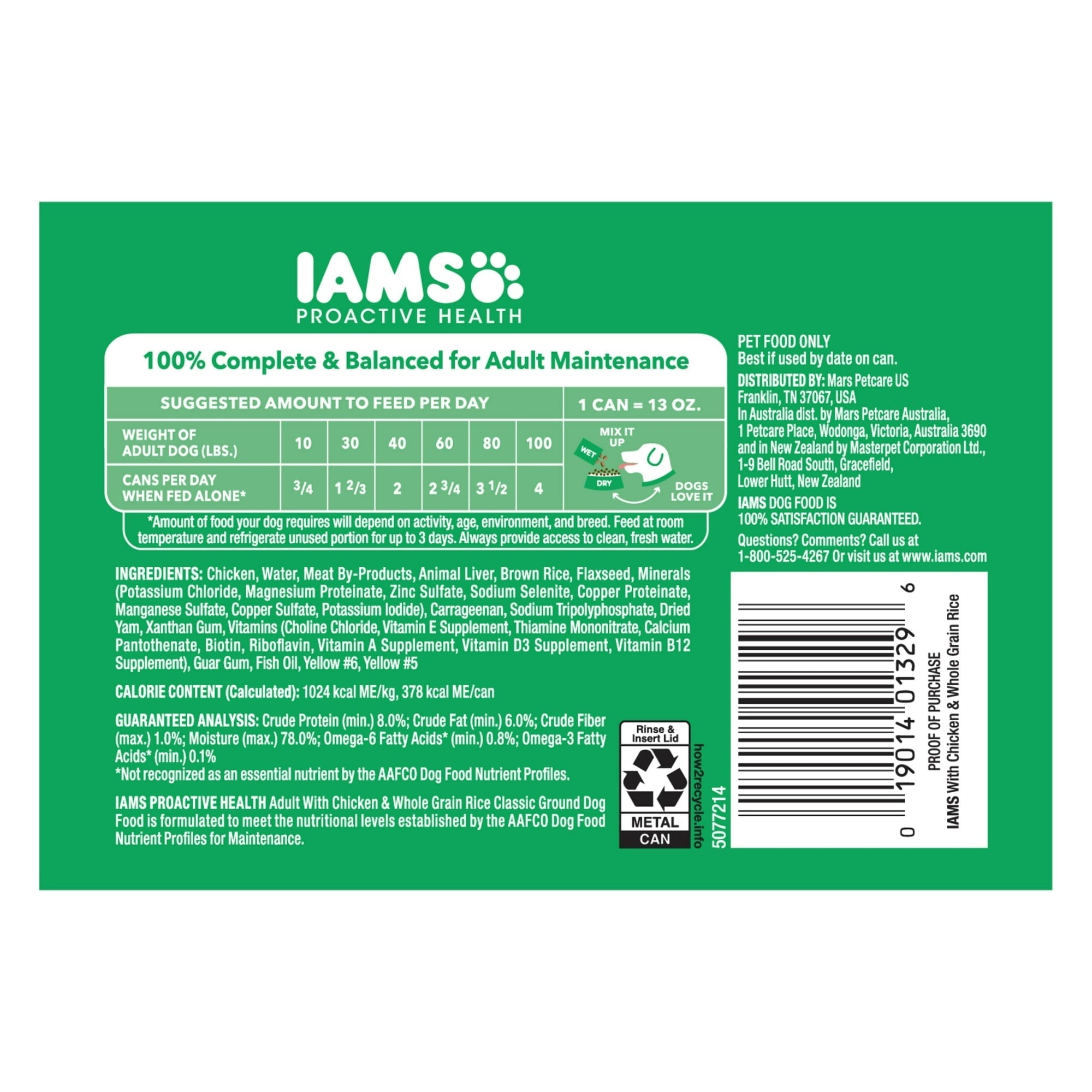 Iams Proactive Health Chicken And Whole Grain Rice Wet Dog Food, 13 Oz Cans (6 Pack)