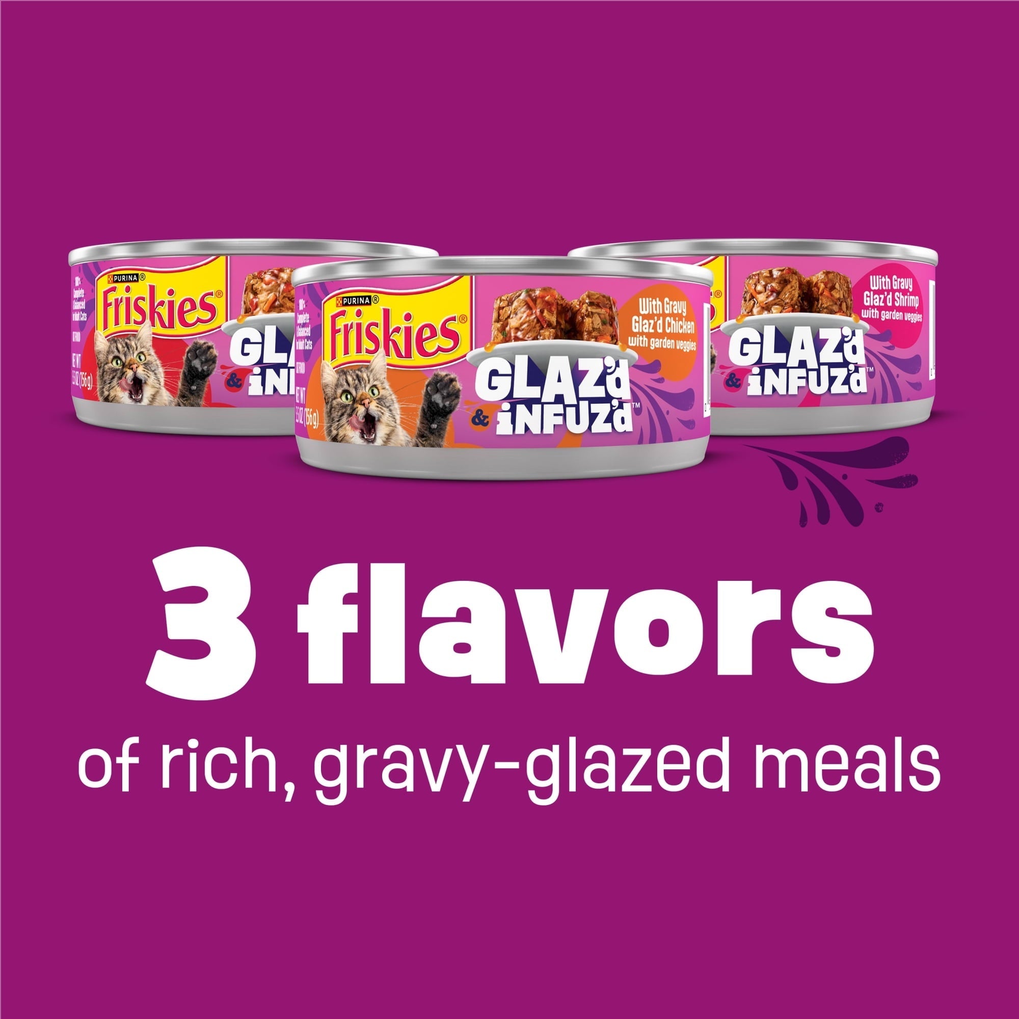 Friskies Glaz’d and Infuz’d Chicken, Crab & Shrimp Flavor Chunks in Gravy Wet Cat Food Variety Pack, 5.5 oz. Can (12 Pack)