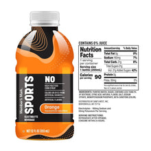 Orange sports electrolyte drink bottle with Nutrition Facts and no high fructose corn syrup