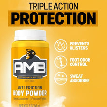 Anti friction body powder bottle with calamine, white cap, AMB triple action protection