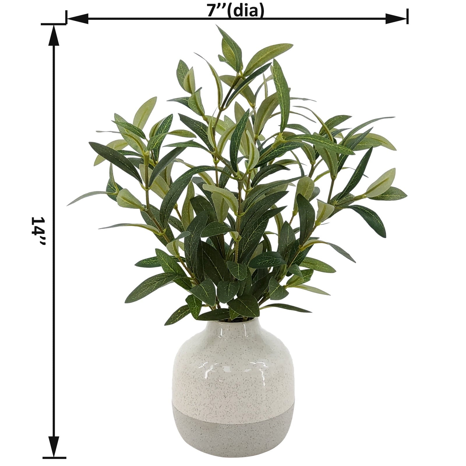 Better Homes & Gardens 14" Indoor Artificial Olive Plant in Two-Tone Ceramic Vase