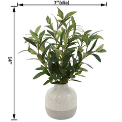 Better Homes & Gardens 14" Indoor Artificial Olive Plant in Two-Tone Ceramic Vase