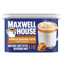 Maxwell House Vanilla Caramel Latte instant café-style beverage mix tub, 8.7 oz