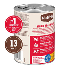 Nutrish Whole Health Blend wet dog food can back panel, 13 oz