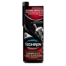 Fuel system cleaner bottle, black with red badge and engine icon