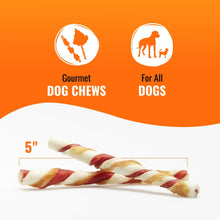 Twist rawhide chew, red and cream stripes, 5 inch length