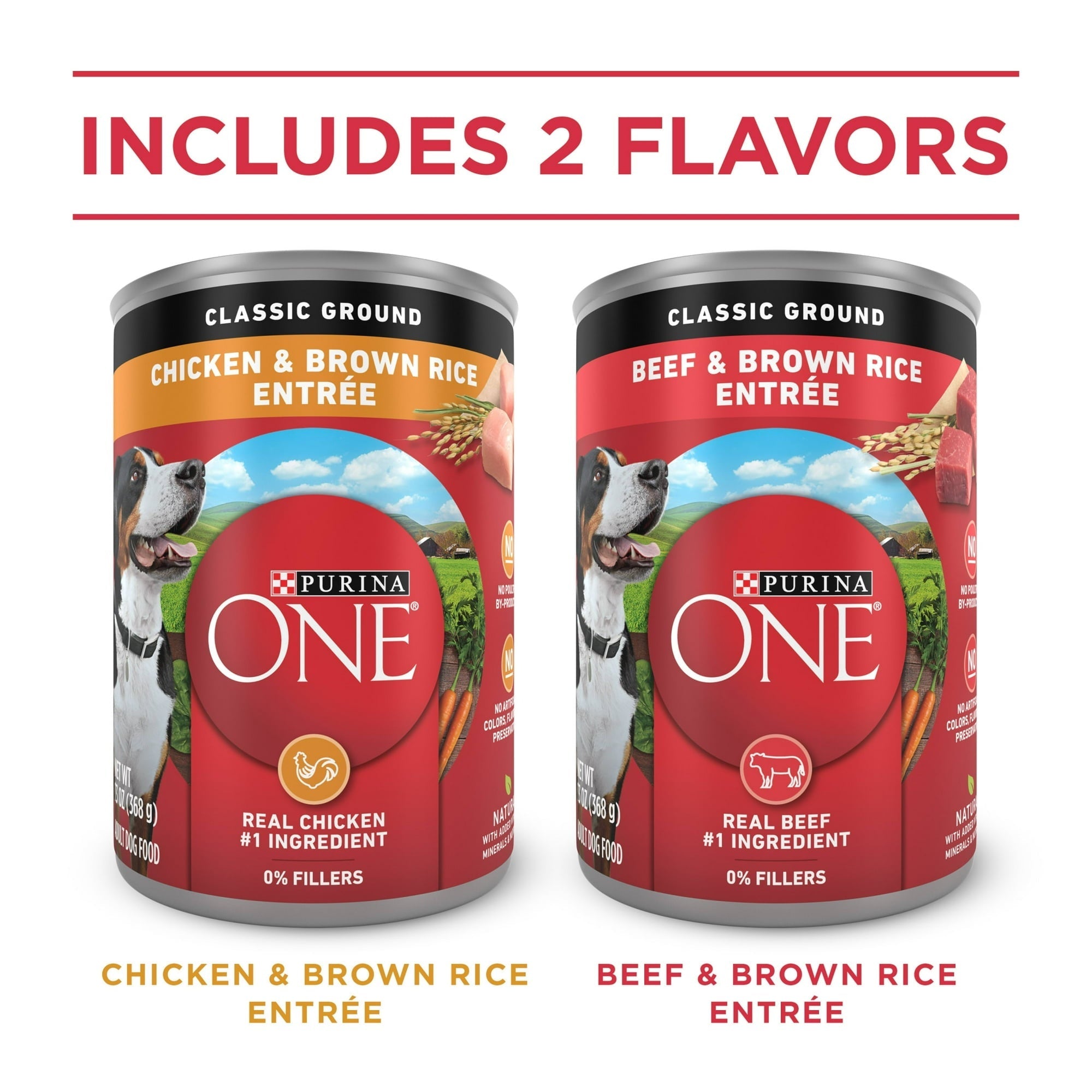 Purina ONE Natural Wet Dog Food, High Protein Soft Variety Pack, 13 oz Cans ()