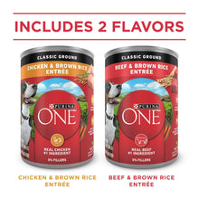Purina ONE natural wet dog food cans, chicken & brown rice and beef & brown rice
