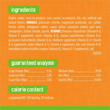 Wet cat food can label with ingredients and guaranteed analysis nutrition