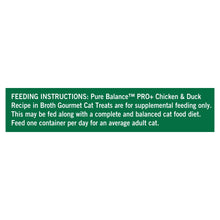 Cat food pouch label with feeding instructions for adult cats