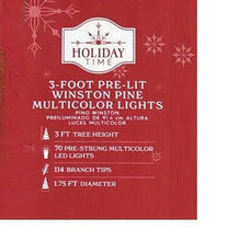 3-foot pre-lit Winston pine artificial Christmas tree with multicolor LED lights