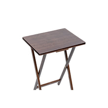 Walnut folding tray table set of 2, square gray tabletop with folding legs