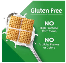 Gluten-free Chex box panel: no high fructose corn syrup, no artificial flavors