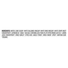 Ingredients list for organic white balsamic vinaigrette