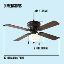 42 in hugger ceiling fan with light kit, 4 blades, pull chain controls diagram